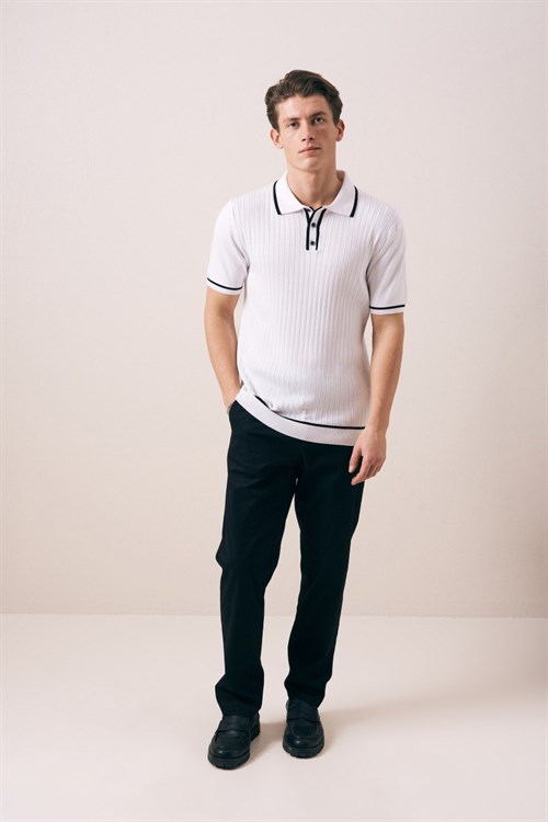 Wholesale Mens Ecru Knit Polo T-Shirt