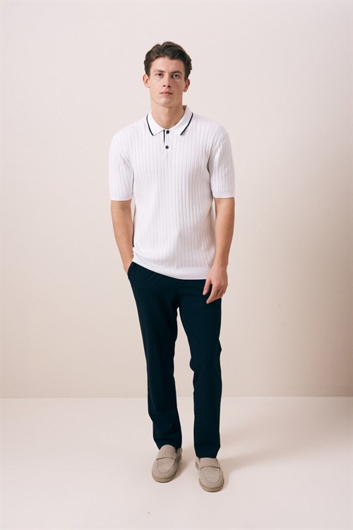 Wholesale Mens Ecru Knit Polo T-Shirt