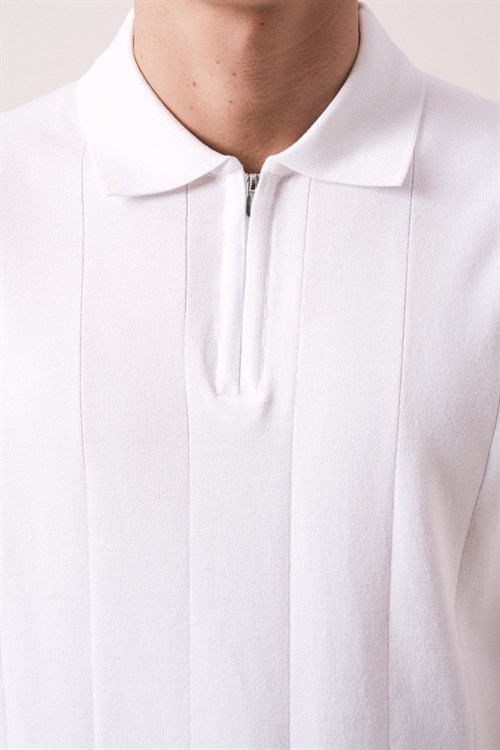 Wholesale Mens Ecru Knit Polo T-Shirt