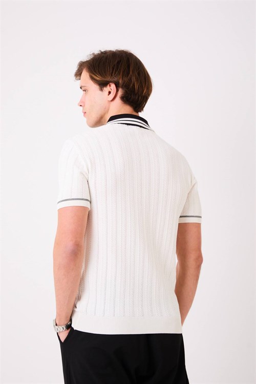 Wholesale Mens Ecru Knit Polo T-Shirt