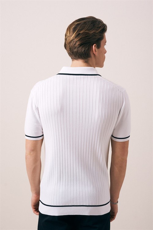 Wholesale Mens Ecru Knit Polo T-Shirt