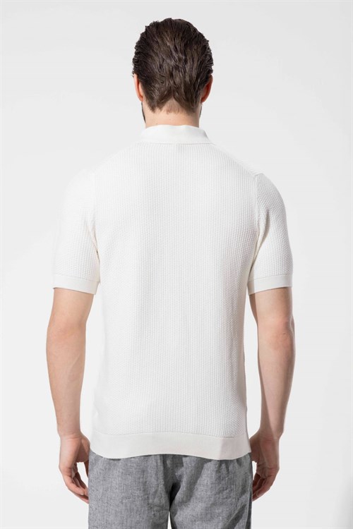 Wholesale Mens Ecru Knit Polo T-Shirt