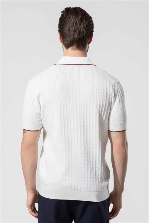 Wholesale Mens Ecru Knit Polo T-Shirt