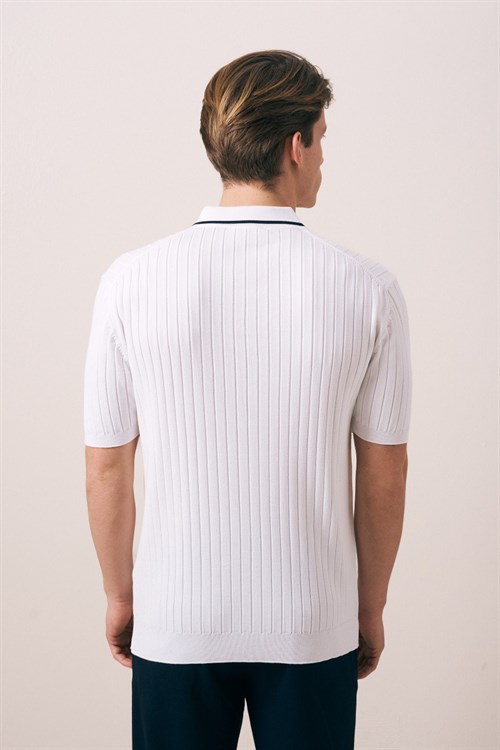 Wholesale Mens Ecru Knit Polo T-Shirt