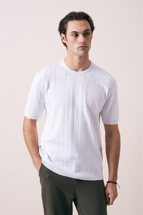 Wholesale Mens Ecru Knit T-Shirt