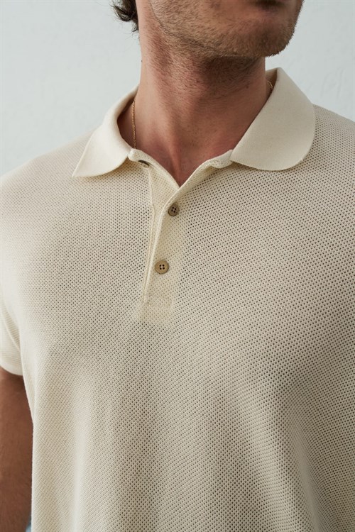 Wholesale Mens Ecru  Polo T-Shirt