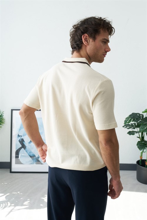 Wholesale Mens Ecru Polo T-Shirt