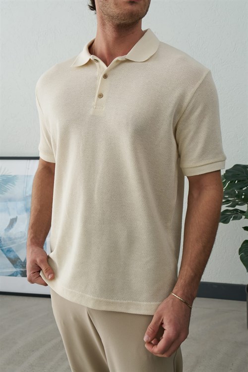 Wholesale Mens Ecru  Polo T-Shirt