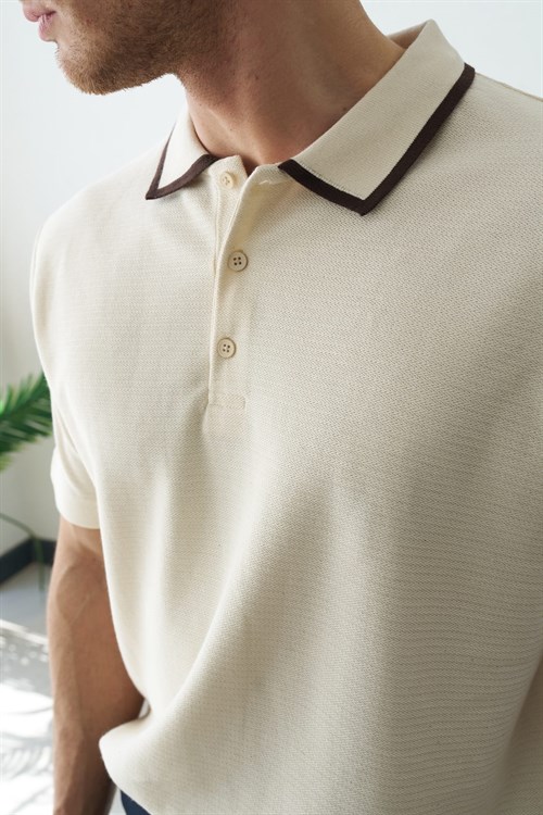 Wholesale Mens Ecru Polo T-Shirt