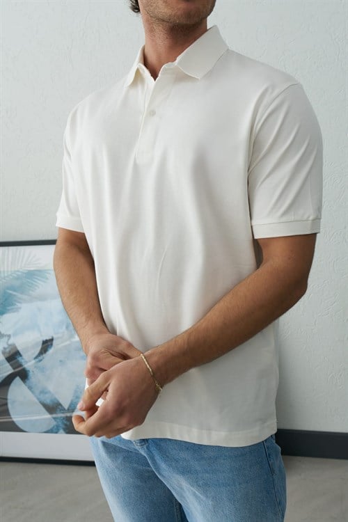 Wholesale Mens Ecru Polo T-Shirt