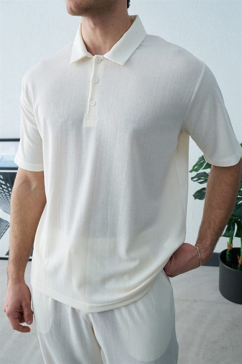 Wholesale Mens Ecru Polo T-Shirt