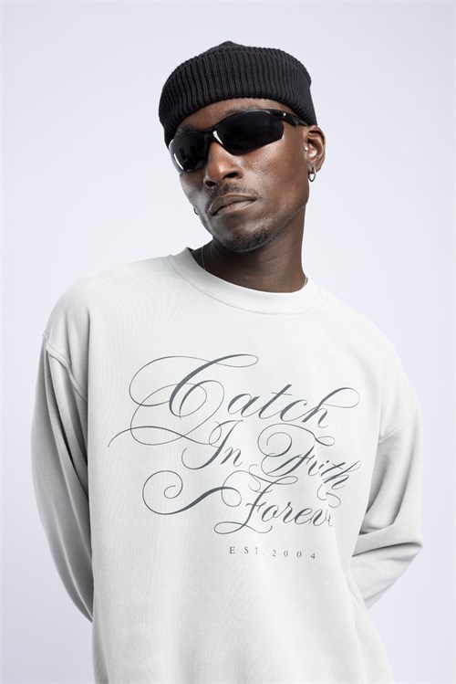 Wholesale Mens Ecru Printed Sweatshirt 