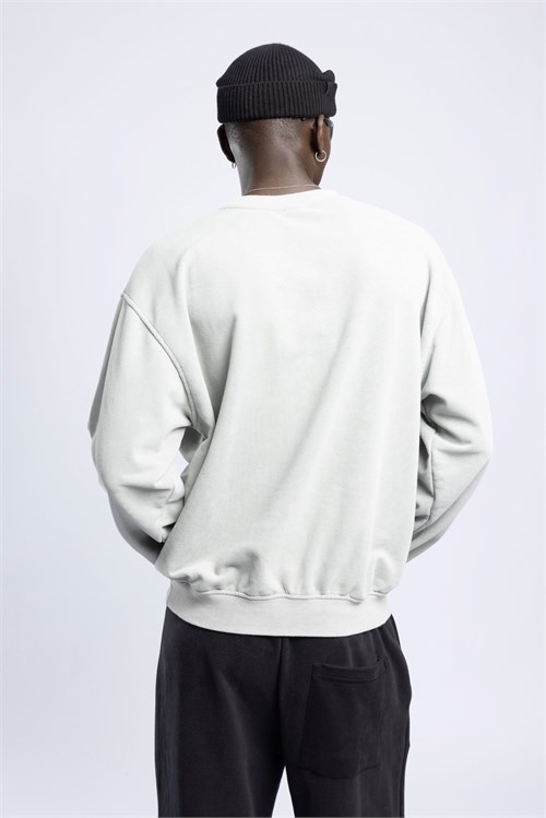 Wholesale Mens Ecru Printed Sweatshirt 