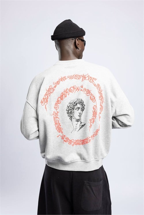 Wholesale Mens Ecru Printed Sweatshirt 