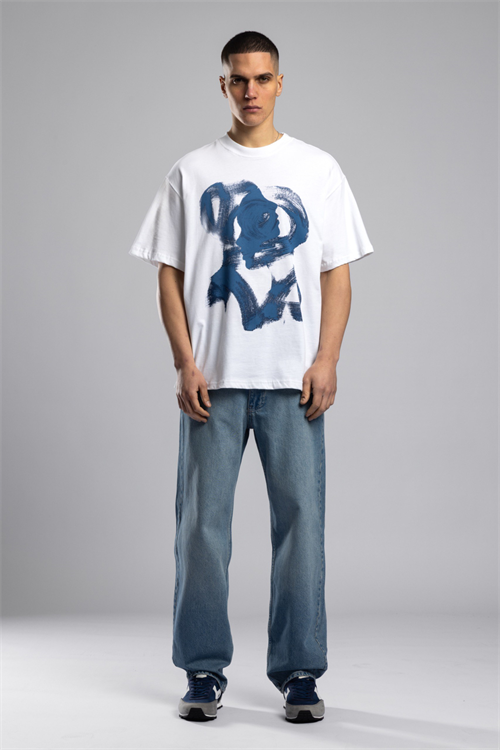 Wholesale Mens Ecru Printed T-shirt