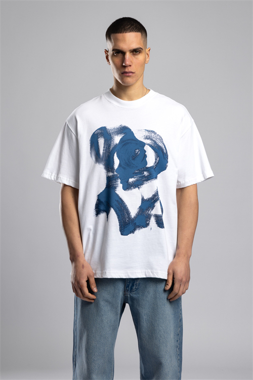 Wholesale Mens Ecru Printed T-shirt