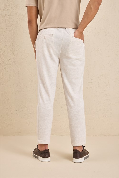 Wholesale Mens Ecru Regular Fit Pique Fabric Trousers