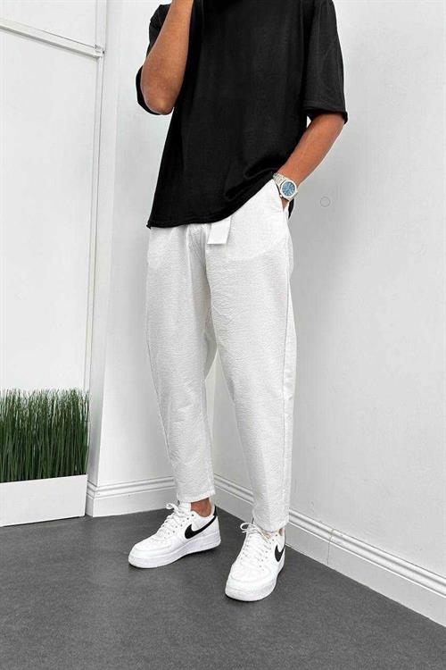 Wholesale Mens Ecru Relaxed Fit Pants