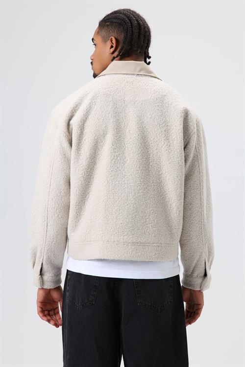 Wholesale Mens Ecru Sherpa Zip-Up Jacket