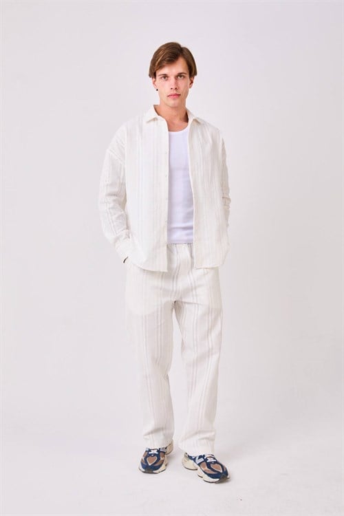 Wholesale Mens Ecru Shirt And Pants Set