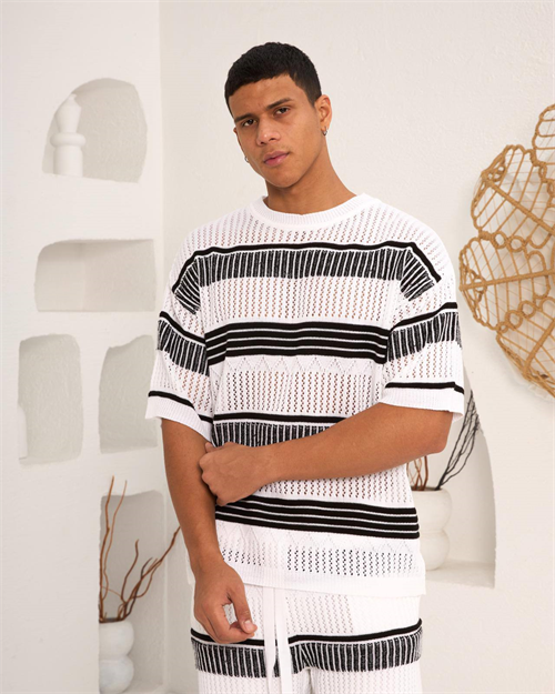 Wholesale Mens Ecru T-Shirt and Shorts Set