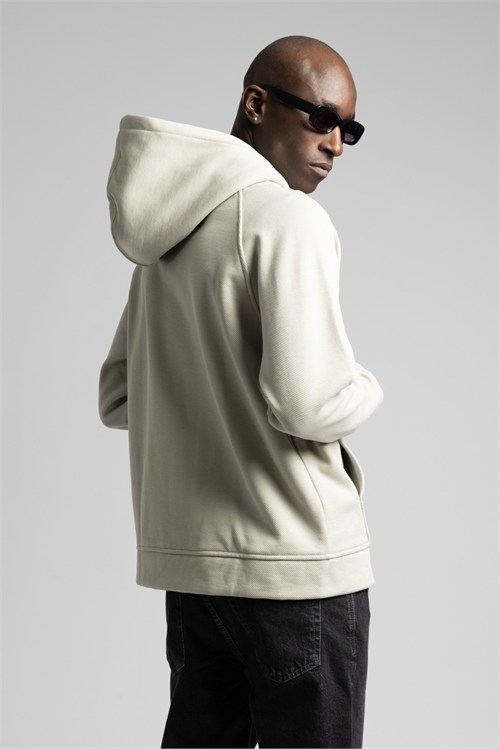 Wholesale Mens Ecru Zip Sweatshirt 