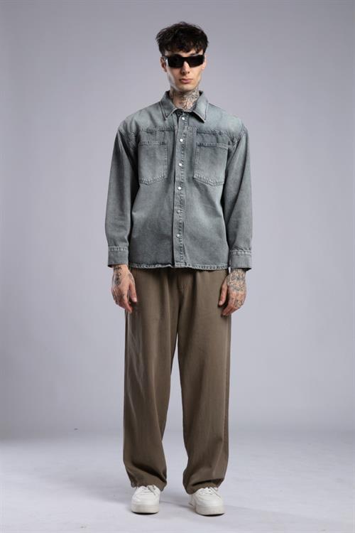 Wholesale Mens Gray Jean Shirt