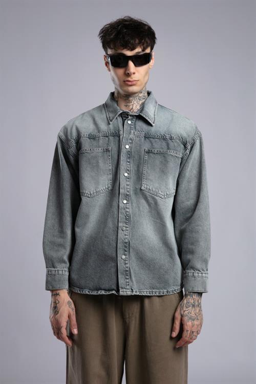 Wholesale Mens Gray Jean Shirt