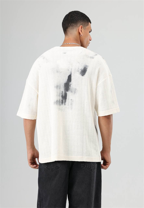 Wholesale Mens Gray Knit Crew-Neck T-Shirt