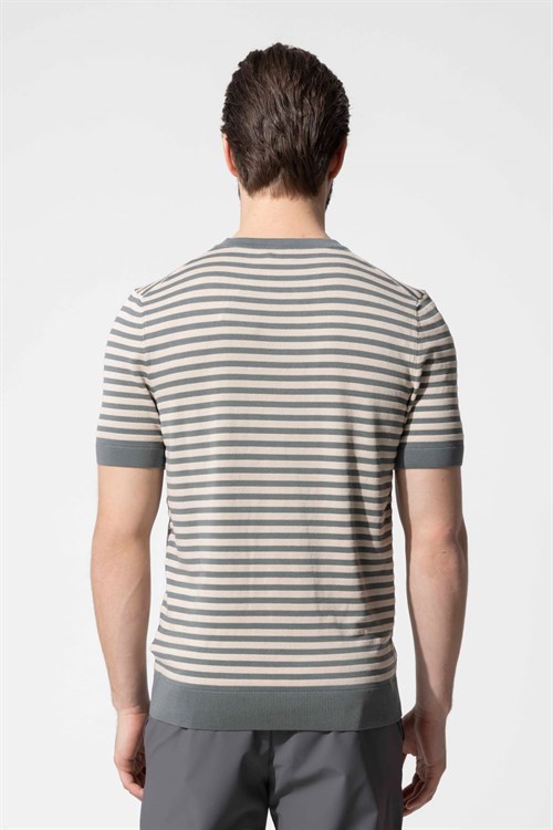 Wholesale Mens Gray Knit Crew-Neck T-Shirt