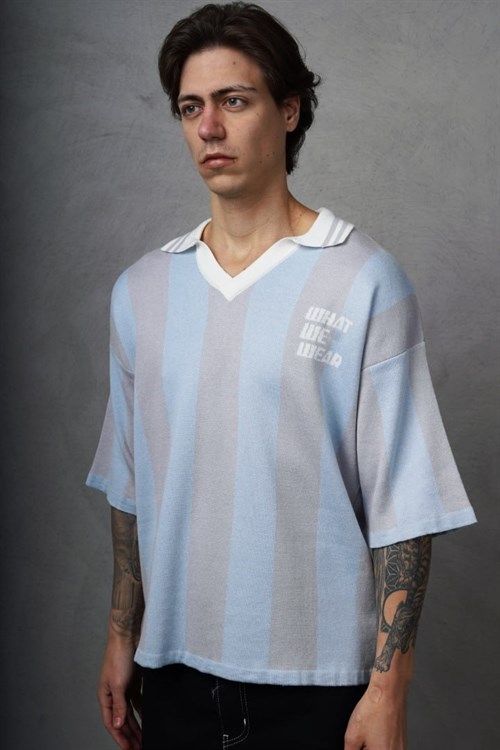 Wholesale Mens Gray Knit Polo T-Shirt