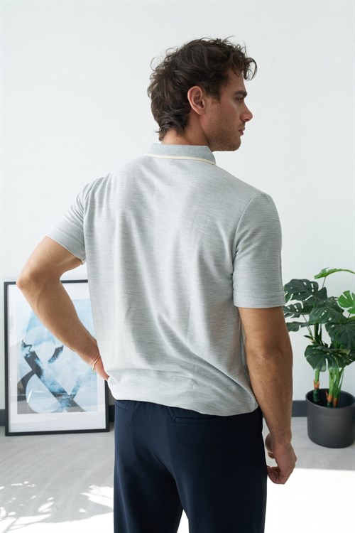 Wholesale Mens Gray Melange Polo T-Shirt
