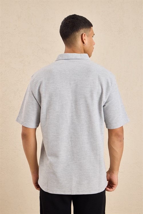 Wholesale Mens Gray Melange Regular Fit Polo Shirt