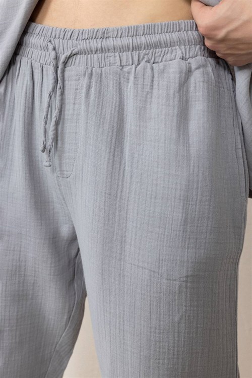 Wholesale Mens Gray Muslin Baggy Sweatpants