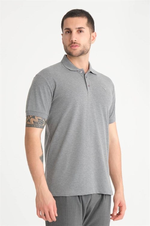 Wholesale Mens Gray Pique Fabric Polo Shirt