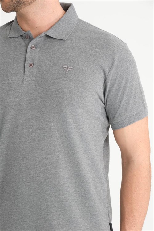 Wholesale Mens Gray Pique Fabric Polo Shirt