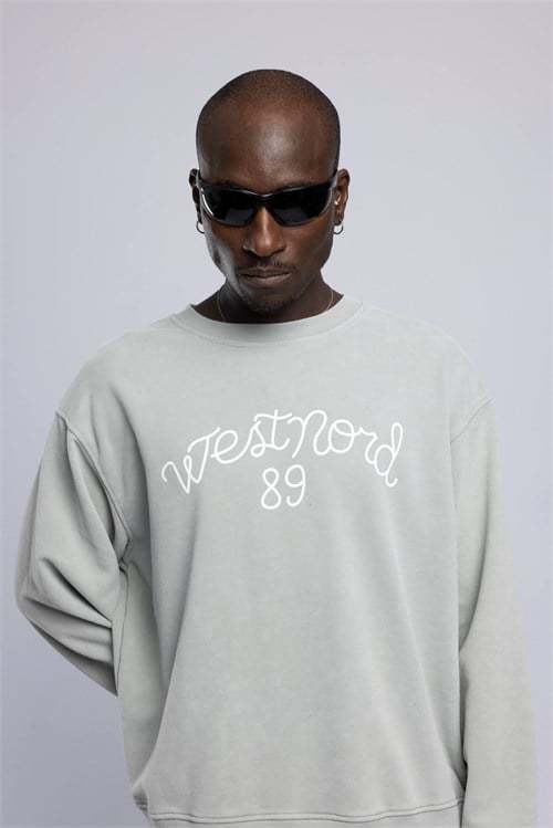Wholesale Mens Gray Printed Sweatshirt 