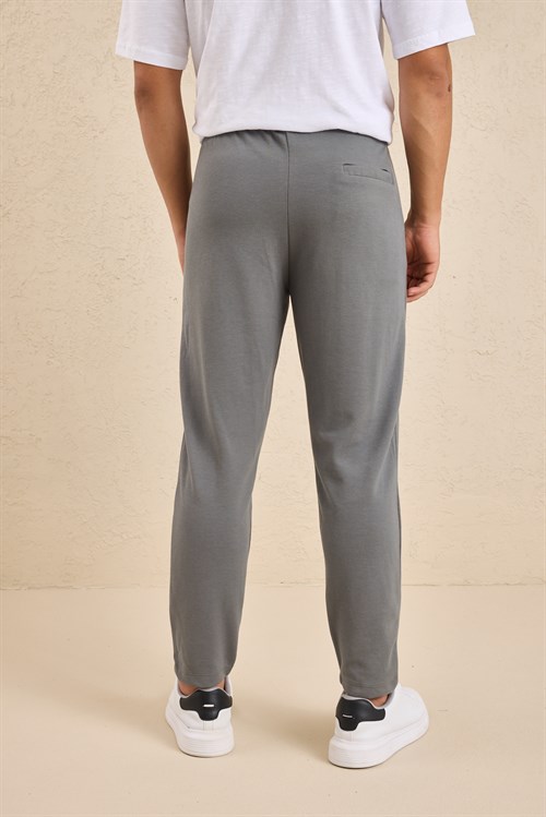 Wholesale Mens Gray Regular Fit Pique Fabric Sweatpants