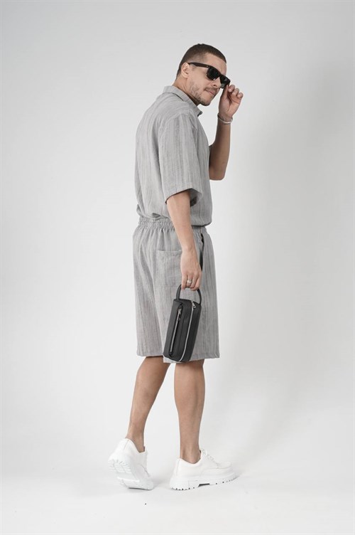 Wholesale Mens Gray Shirt and Shorts Set