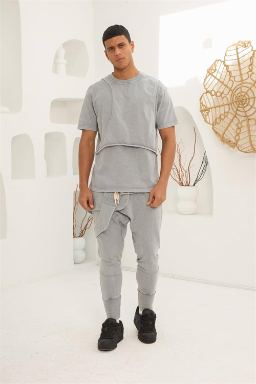 Wholesale Mens Gray T-Shirt and Pants Set