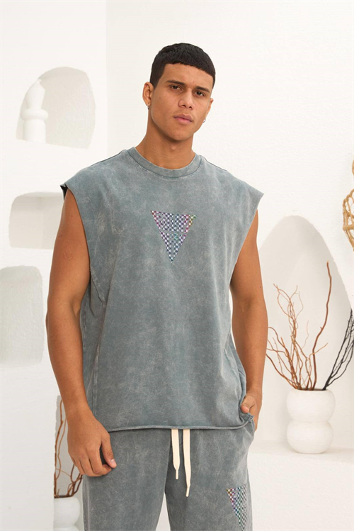 Wholesale Mens Gray T-Shirt and Shorts Set