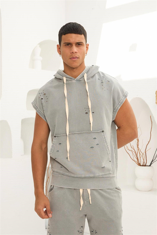 Wholesale Mens Gray T-Shirt and Shorts Set