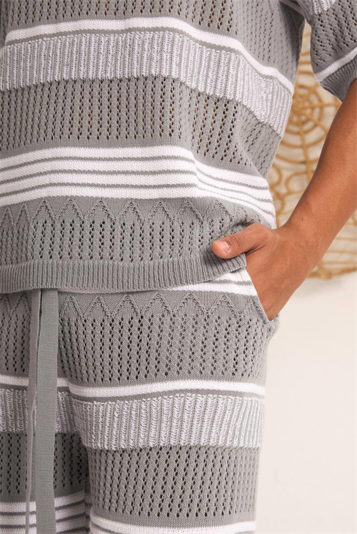 Wholesale Mens Gray T-Shirt and Shorts Set