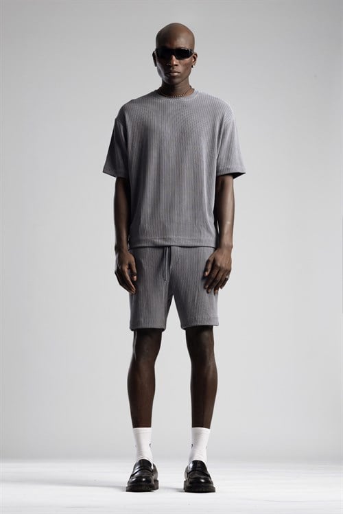 Wholesale Mens Gray T-Shirt and Shorts Set