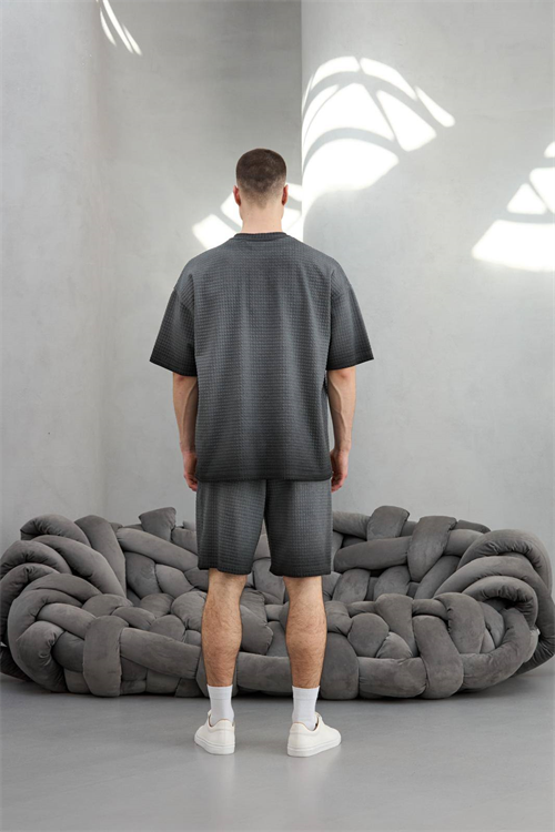 Wholesale Mens Gray T-shirt and Shorts Set