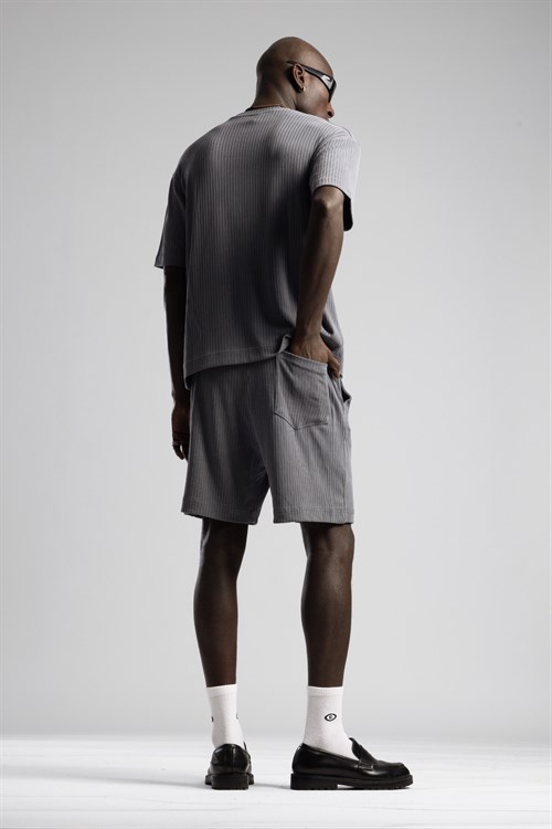 Wholesale Mens Gray T-Shirt and Shorts Set