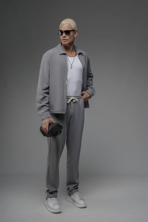 Wholesale Mens Gray Zip-Up Suit 