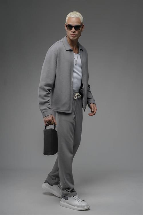 Wholesale Mens Gray Zip-Up Suit 