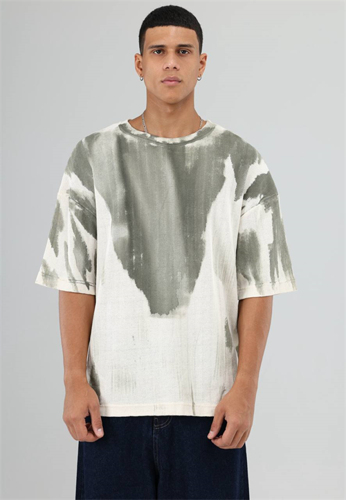 Wholesale Mens Green Knit Crew-Neck T-Shirt