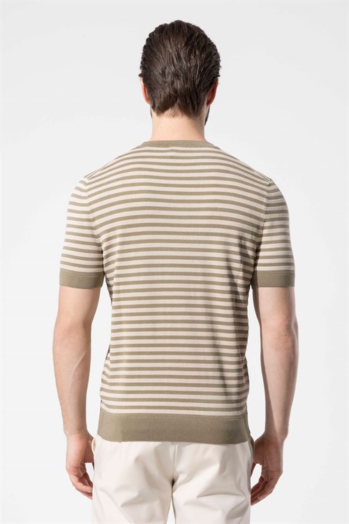 Wholesale Mens Green Knit Crew-Neck T-Shirt